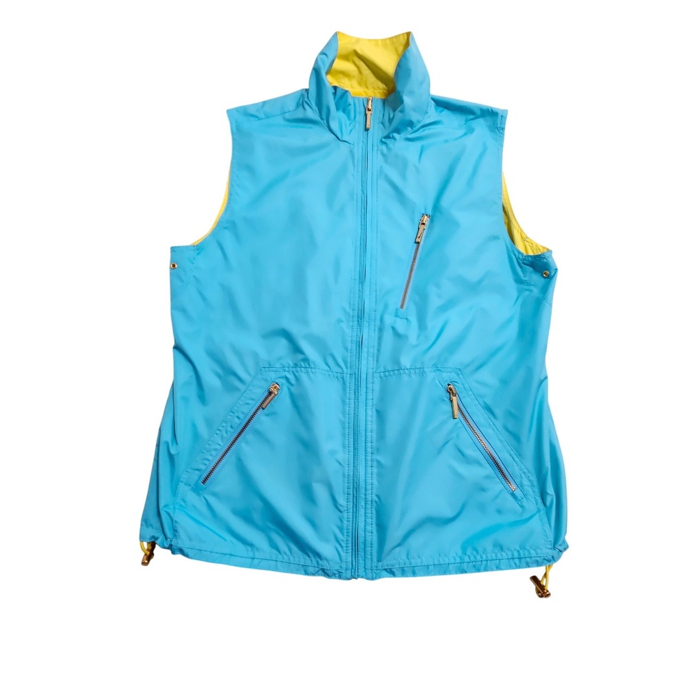 Lauren Ralph Lauren Reversible Vest Small Blue Yellow Zip Up Lightweight